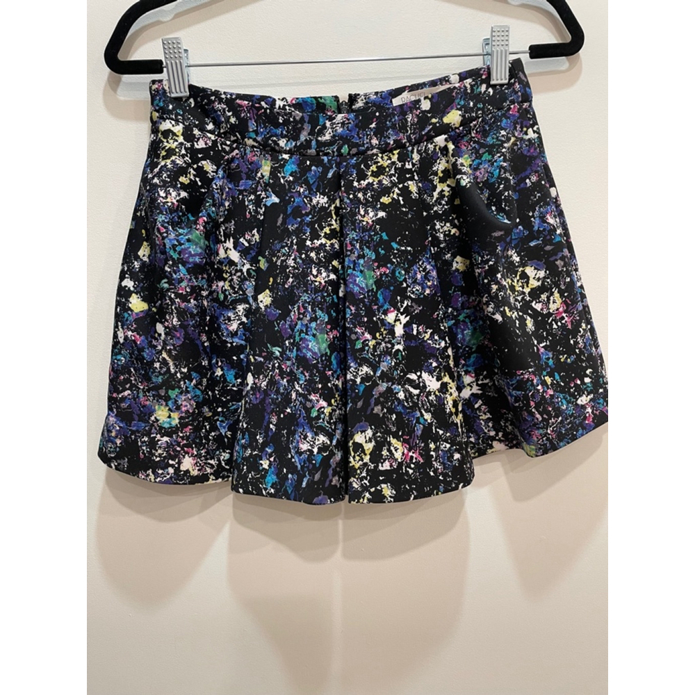 Rachel Roy Skort Pleated Size 2, Multicolor Festival Neon Abstract Lined